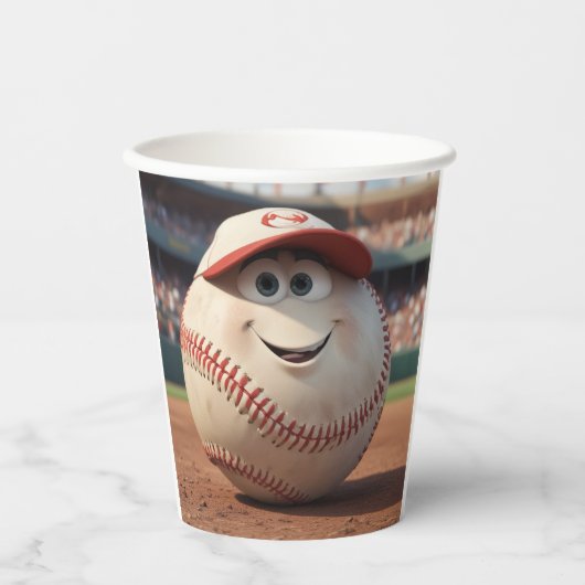 Cartoon Baseball Papieren Bekers (Voorkant)