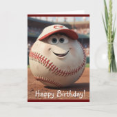 Cartoon Baseball Verjaardag Kaart (Voorkant)