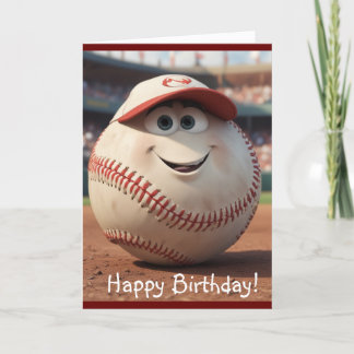 Cartoon Baseball Verjaardag Kaart