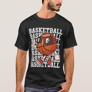 Cartoon Basketbal met Zonnebril Thumbs Up Sport T-shirt