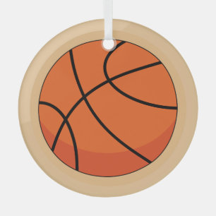 Cartoon Basketball Ball Glas Ornament