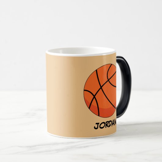 Cartoon Basketball Ball | Naam toevoegen Magische Mok (Voorkant rechts)