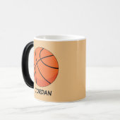 Cartoon Basketball Ball | Naam toevoegen Magische Mok (Voorkant links)