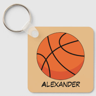 Cartoon Basketball Ball   Naam toevoegen Sleutelhanger