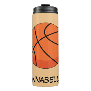 Cartoon Basketball Ball Naam toevoegen Thermosbeker