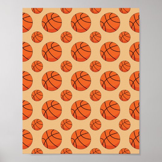 Cartoon Basketball Ball Poster (Voorkant)