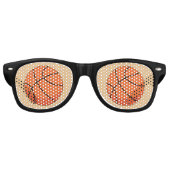 Cartoon Basketball Ball Retro Zonnebril (Voorkant)
