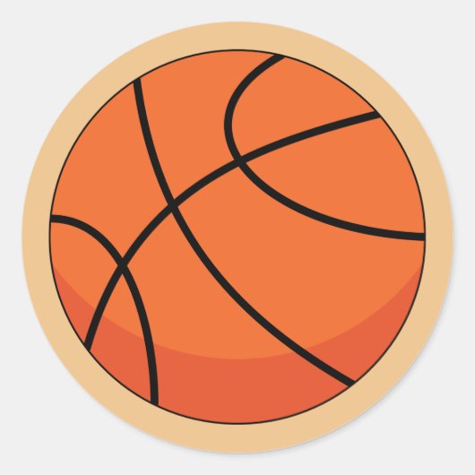 Cartoon Basketball Ball Ronde Sticker (Voorkant)