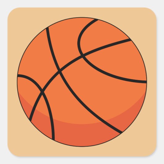 Cartoon Basketball Ball Vierkante Sticker (Voorkant)