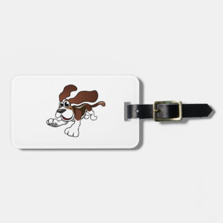 Cartoon Basset Hound Bagagelabel