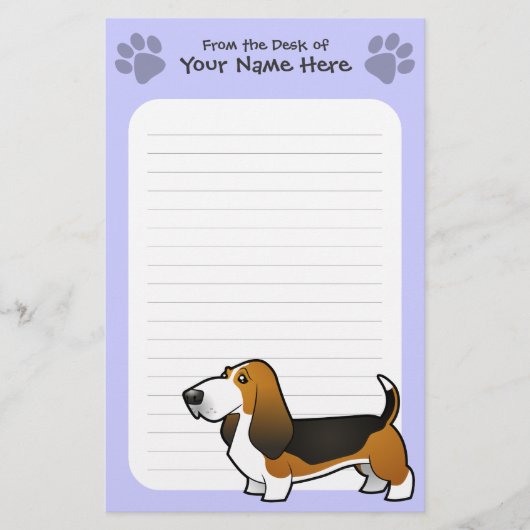 Cartoon Basset Hound Briefpapier (Voorkant)