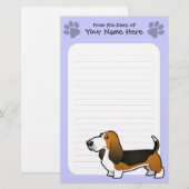 Cartoon Basset Hound Briefpapier (Voorkant / Achterkant)