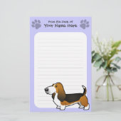 Cartoon Basset Hound Briefpapier (Staand voorkant)