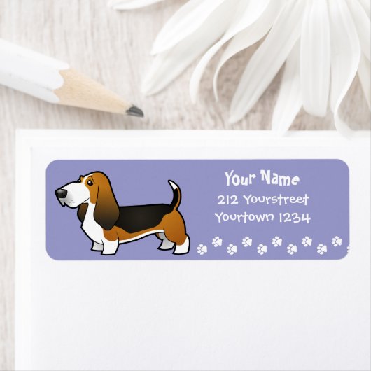 Cartoon Basset Hound Etiket (Insitu)