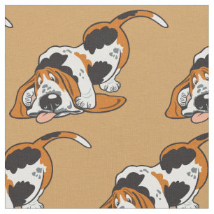 cartoon Basset Hound Fabric Stof