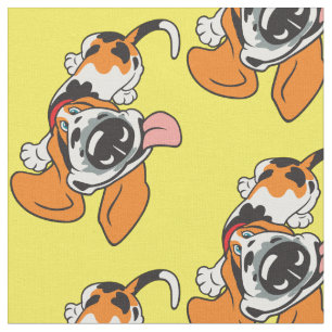 cartoon Basset Hound Fabric Stof