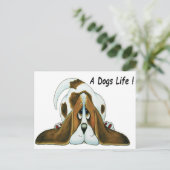 Cartoon Basset Hound, het leven van een hond Briefkaart (Staand voorkant)