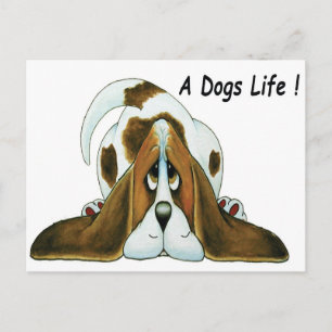 Cartoon Basset Hound, het leven van een hond Briefkaart