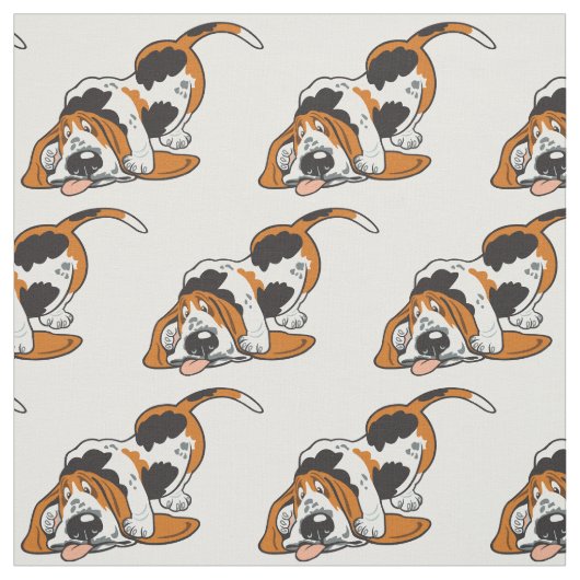 cartoon Basset Hound Stof (Swatch)