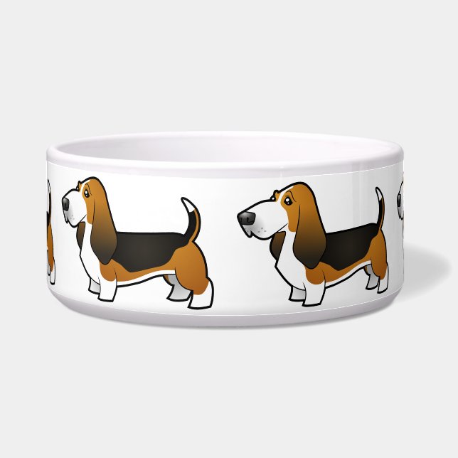 Cartoon Basset Hound Voerbakje (Voorkant)