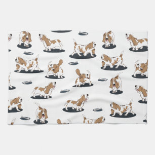Cartoon Basset Hounds Dog Patroon Theedoek