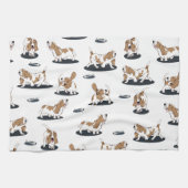 Cartoon Basset Hounds Dog Pattern Theedoek (Horizontaal)