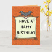 Cartoon Bat Halloween Birthday Card Kaart (Gele Bloem)