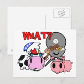 Cartoon BBQ voor koe- en varkensschnozles Briefkaart (Voorkant / Achterkant)