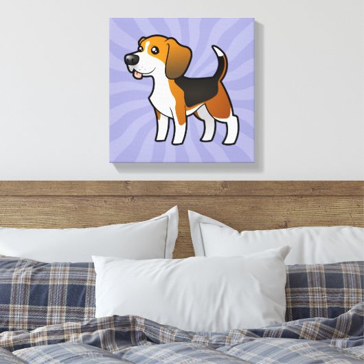 Cartoon Beagle Canvas Afdruk (Insitu (Slaapkamer))