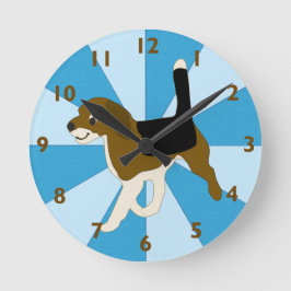 Cartoon Beagle Clock Ronde Klok