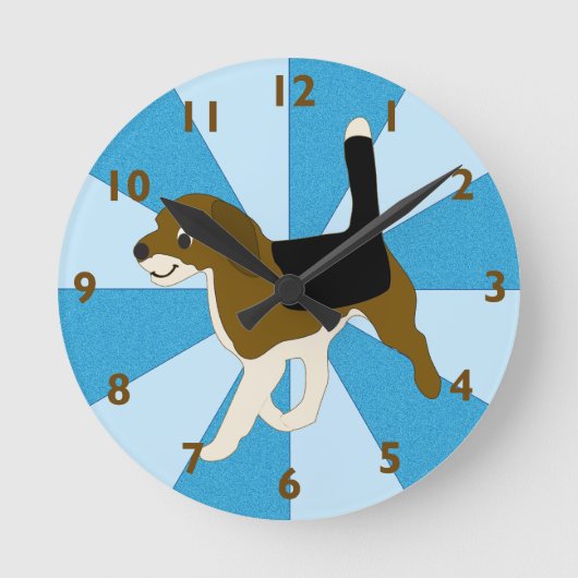 Cartoon Beagle Clock Ronde Klok (Voorkant)