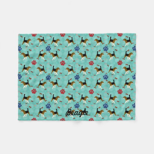 Cartoon Beagle Fleece Deken (Voorkant (Horizontaal))