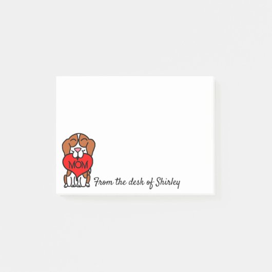 Cartoon Beagle Heart mama Post-it® Notes (Voorkant)