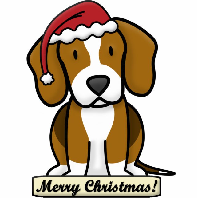 Cartoon Beagle kerstversiering Fotobeeldje Ornament (Voorkant)