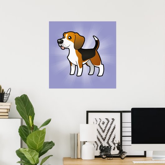 Cartoon Beagle Poster (Thuiskantoor)
