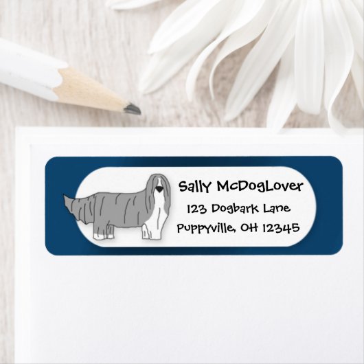 Cartoon Bearded Collie Etiket (Insitu)