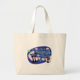 Cartoon Beatnik Character Fifties Cat Motto Grote Tote Bag