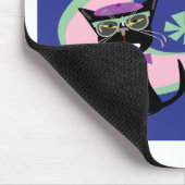 Cartoon Beatnik Character Fifties Cat Slogan Muismat (Hoek)