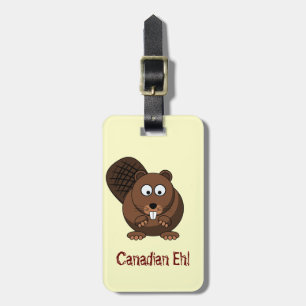 Cartoon Beaver Bagagelabel