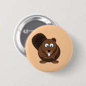 Cartoon Beaver Button (Voorkant /achterkant)