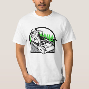 Cartoon Beaver Exploitatie Bosbouw Mulcher Mascot T-shirt