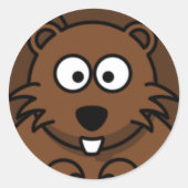 Cartoon Beaver Face Ronde Sticker (Voorkant)