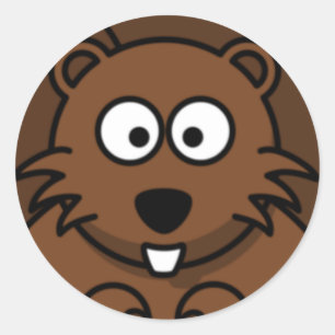 Cartoon Beaver Face Ronde Sticker