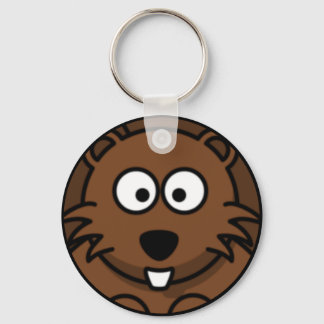 Cartoon Beaver Face Sleutelhanger