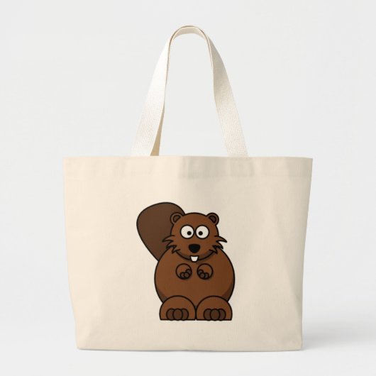 Cartoon Beaver Grote Tote Bag (Voorkant)