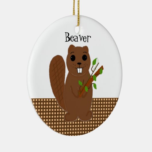 Cartoon Beaver Keramisch Ornament (Rechts)