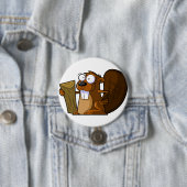 Cartoon Beaver Pin Ronde Button 7,6 Cm (In situ)