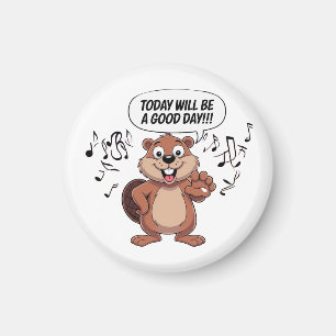Cartoon Beaver Vandaag Zal Een Goede Dag Zijn Magneet