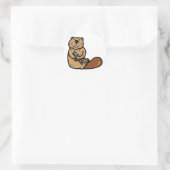 Cartoon Beaver voor Internationale Beaver Dag Ronde Sticker (Tas)