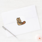 Cartoon Beaver voor Internationale Beaver Dag Ronde Sticker (Envelop)